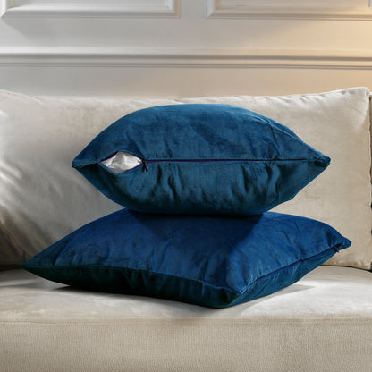 Matte Velvet Cushion Covers Set of 2 Hidden Zipper - Prussian