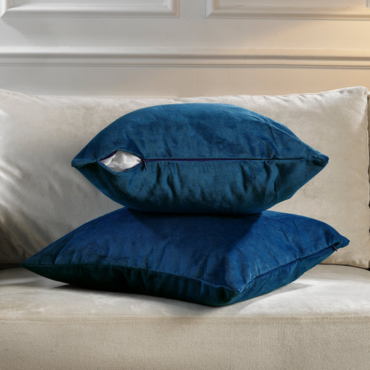 Matte Velvet Cushion Covers Set of 2 Hidden Zipper - Prussian