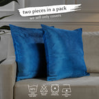 Matte Velvet Cushion Covers Set of 2 Hidden Zipper - Blue