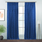 Matte Velvet Pinch Pleated Curtain Single Panel - Blue
