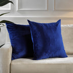 Matte Velvet Cushion Covers Set of 2 Hidden Zipper - Navy Blue
