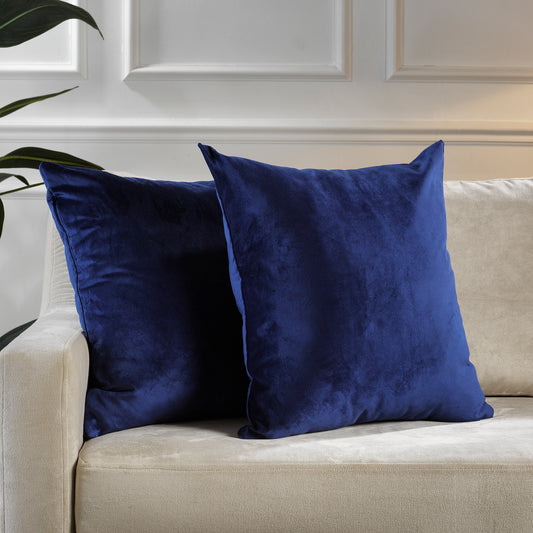 Matte Velvet Cushion Covers Set of 2 Hidden Zipper - Midnight Blue