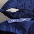 Matte Velvet Cushion Covers Set of 2 Hidden Zipper - Midnight Blue