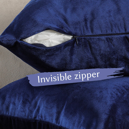 Matte Velvet Cushion Covers Set of 2 Hidden Zipper - Midnight Blue