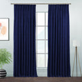 Matte Velvet Pinch Pleated Curtain Single Panel - Midnight Blue