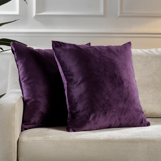 Matte Velvet Cushion Covers Set of 2 Hidden Zipper - Byzantium