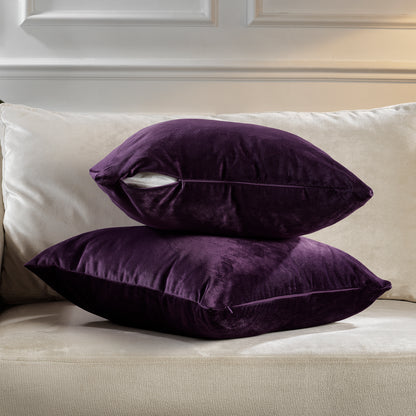 Matte Velvet Cushion Covers Set of 2 Hidden Zipper - Byzantium