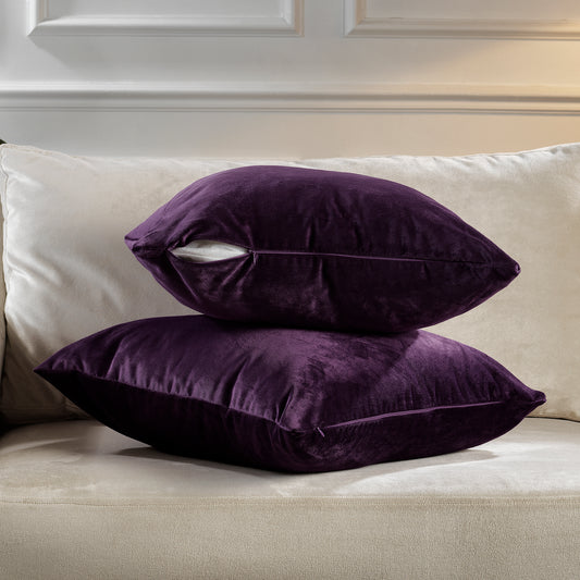 Matte Velvet Cushion Covers Set of 2 Hidden Zipper - Byzantium