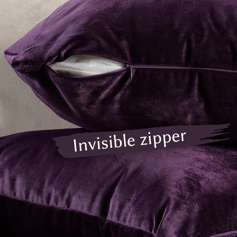 Matte Velvet Cushion Covers Set of 2 Hidden Zipper - Byzantium