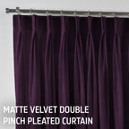 Matte Velvet Pinch Pleated Curtain Single Panel - Byzantium