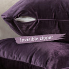 Matte Velvet Cushion Covers Set of 2 Hidden Zipper - Eggplant