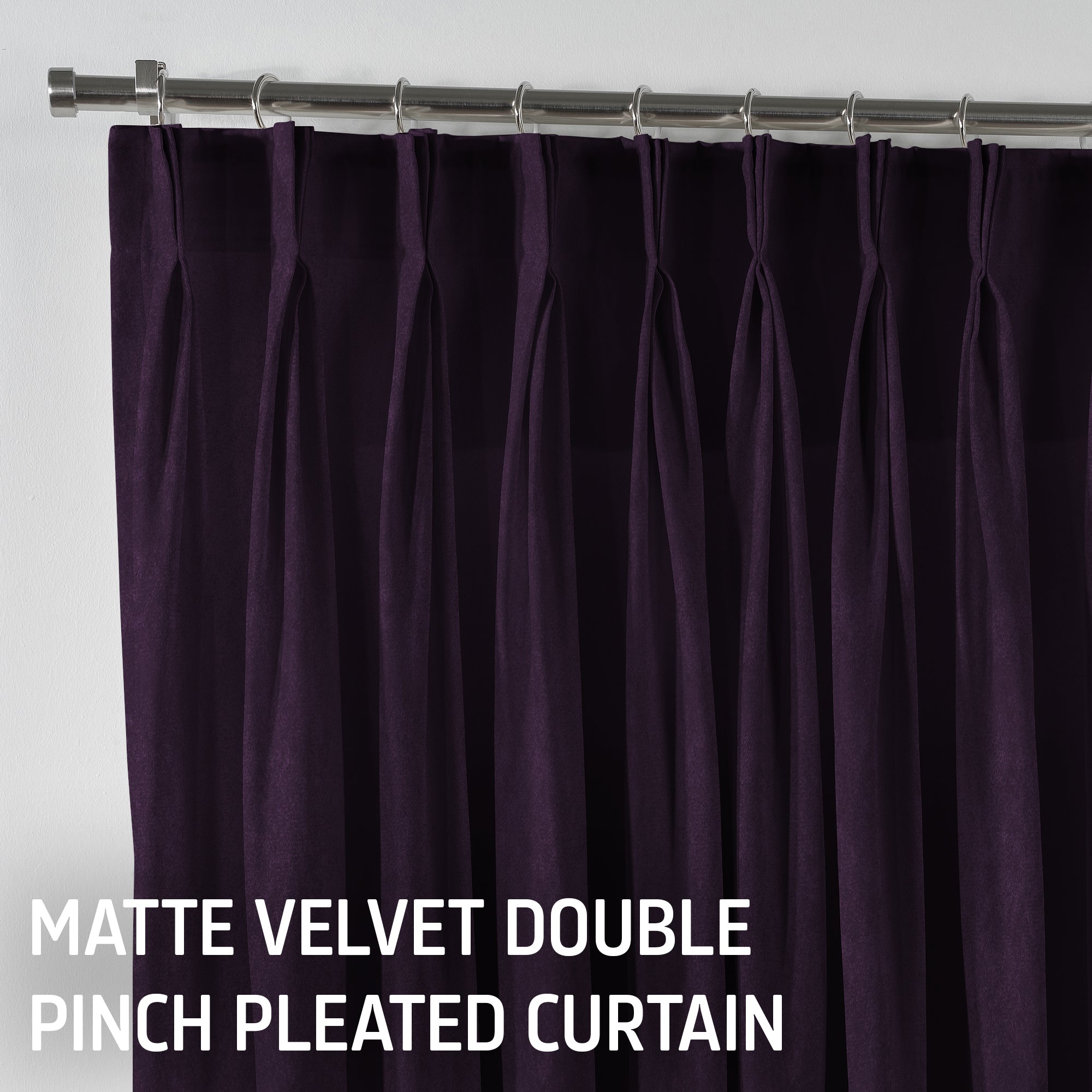 Matte Velvet Pinch Pleated Curtain Single Panel - Eggplant