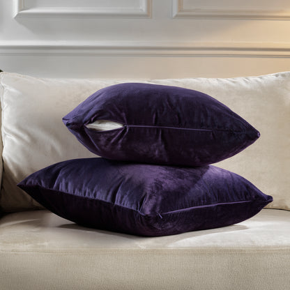 Matte Velvet Cushion Covers Set of 2 Hidden Zipper - Rebecca Purple