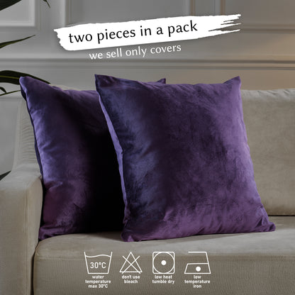 Matte Velvet Cushion Covers Set of 2 Hidden Zipper - Rebecca Purple