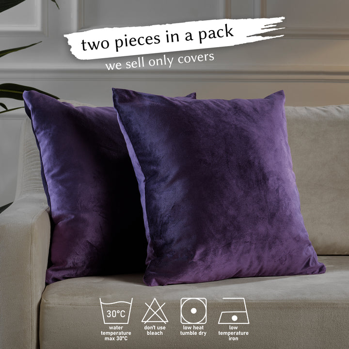 Matte Velvet Cushion Covers Set of 2 Hidden Zipper - Rebecca Purple