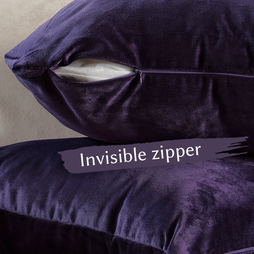 Matte Velvet Cushion Covers Set of 2 Hidden Zipper - Rebecca Purple
