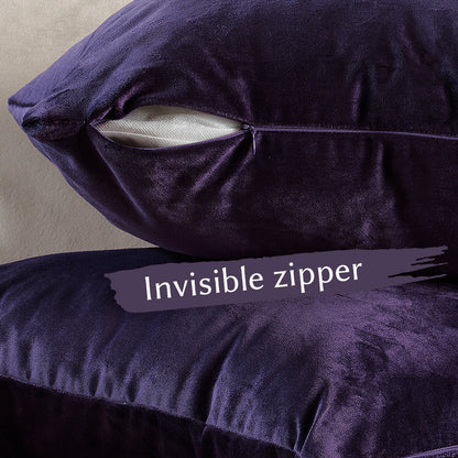 Matte Velvet Cushion Covers Set of 2 Hidden Zipper - Rebecca Purple