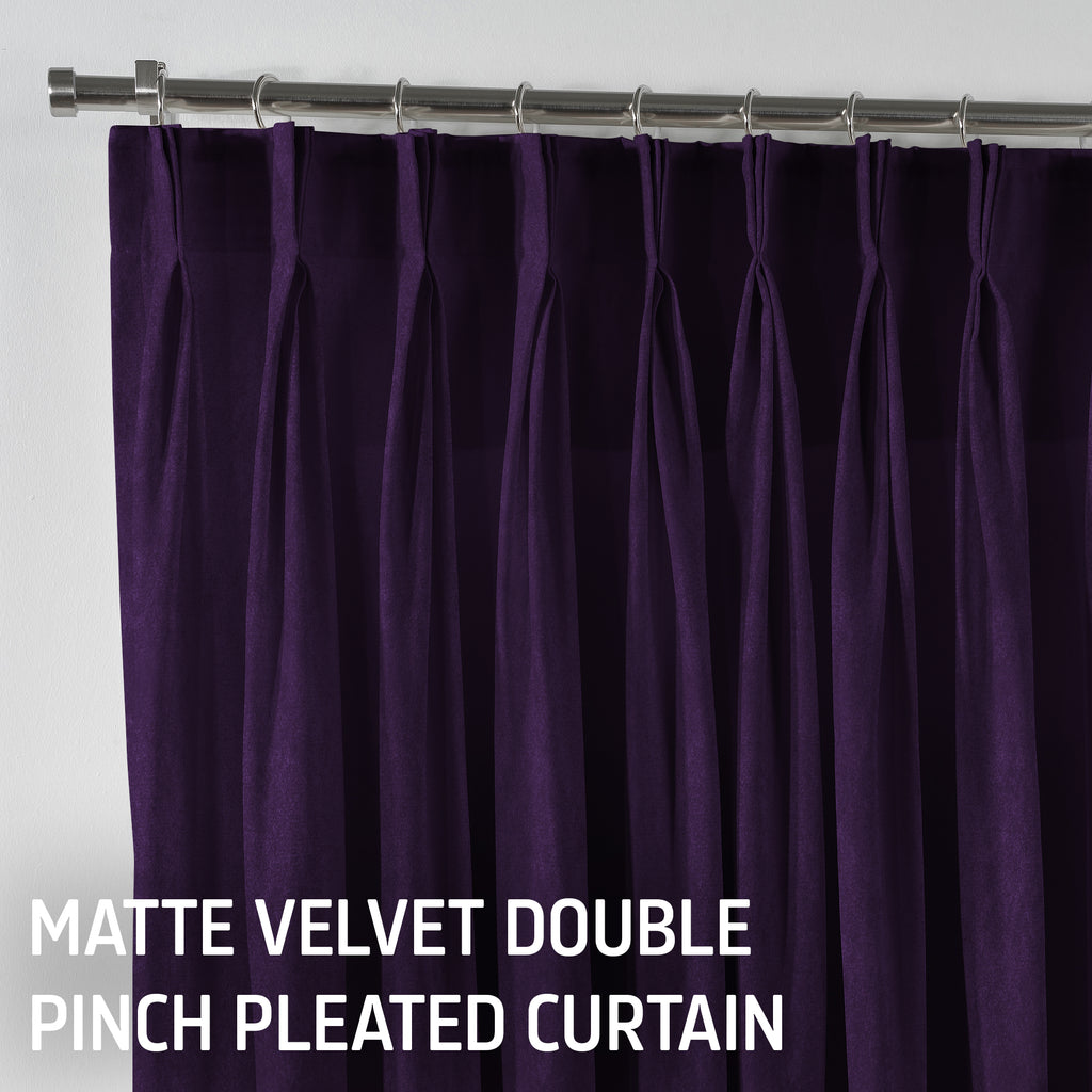 Matte Velvet Pinch Pleated Curtain Single Panel - Rebecca Purple