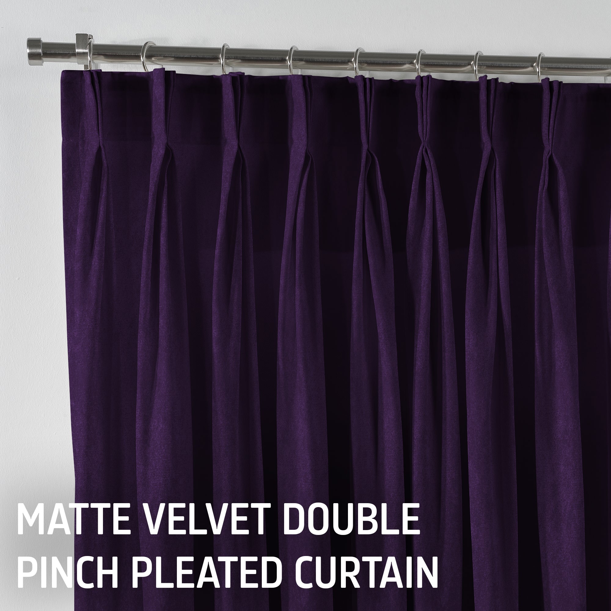 Matte Velvet Pinch Pleated Curtain Single Panel - Rebecca Purple