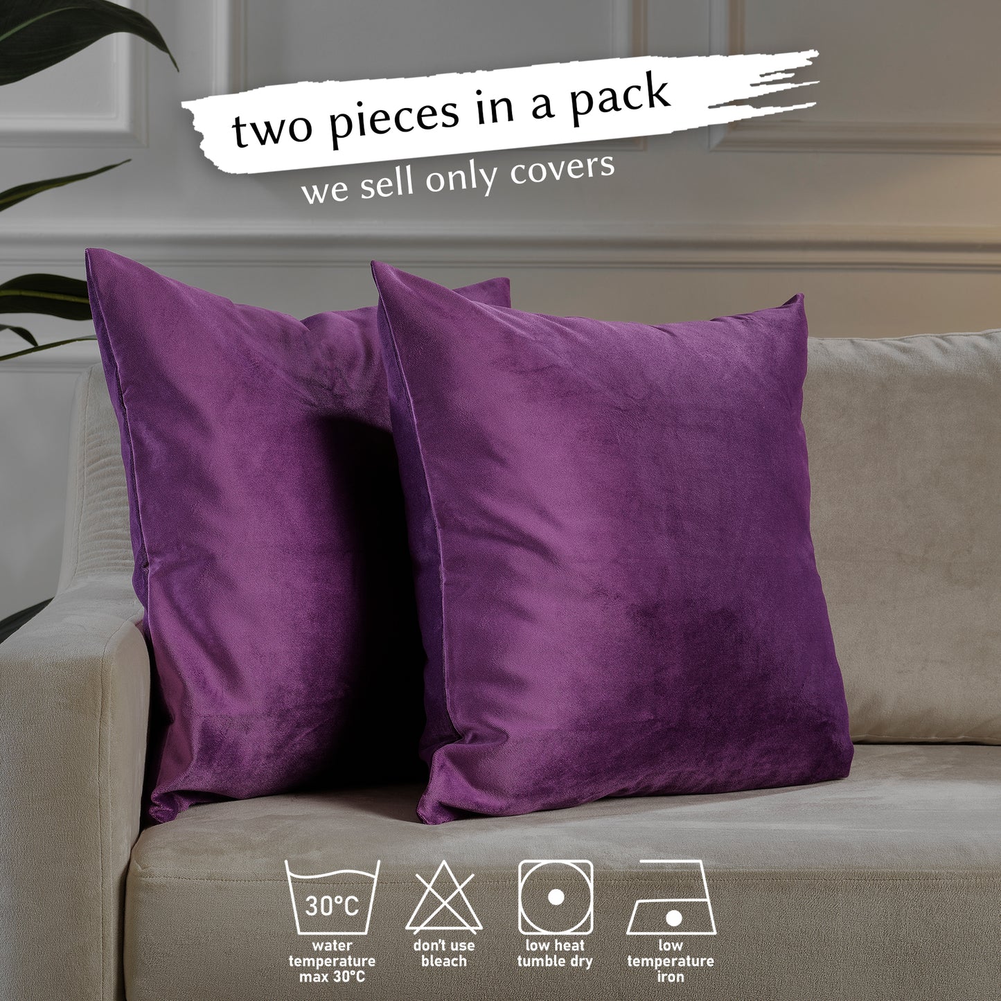 Matte Velvet Cushion Covers Set of 2 Hidden Zipper - Eminence