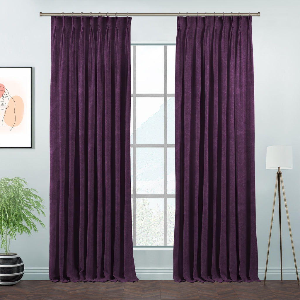 Matte Velvet Pinch Pleated Curtain Single Panel - Eminence