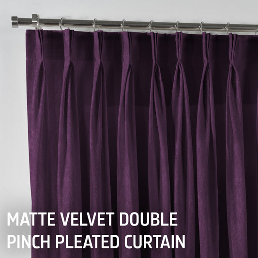 Matte Velvet Pinch Pleated Curtain Single Panel - Eminence