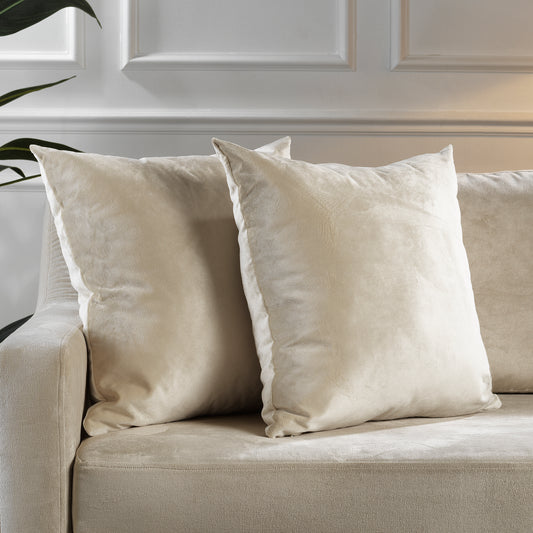 Matte Velvet Cushion Covers Set of 2 Hidden Zipper - Ecru