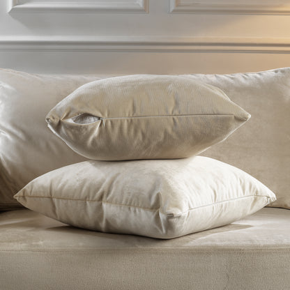 Matte Velvet Cushion Covers Set of 2 Hidden Zipper - Ecru