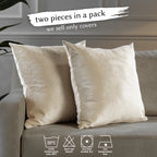 Matte Velvet Cushion Covers Set of 2 Hidden Zipper - Ecru