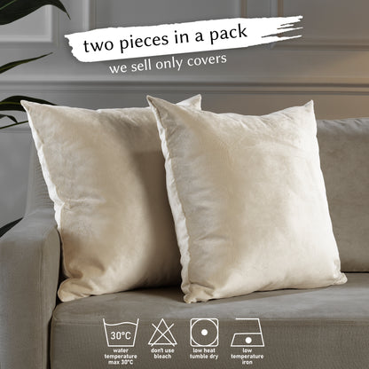 Matte Velvet Cushion Covers Set of 2 Hidden Zipper - Ecru