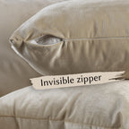 Matte Velvet Cushion Covers Set of 2 Hidden Zipper - Ecru