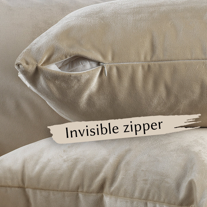 Matte Velvet Cushion Covers Set of 2 Hidden Zipper - Ecru