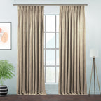 Matte Velvet Pinch Pleated Curtain Single Panel - Ecru