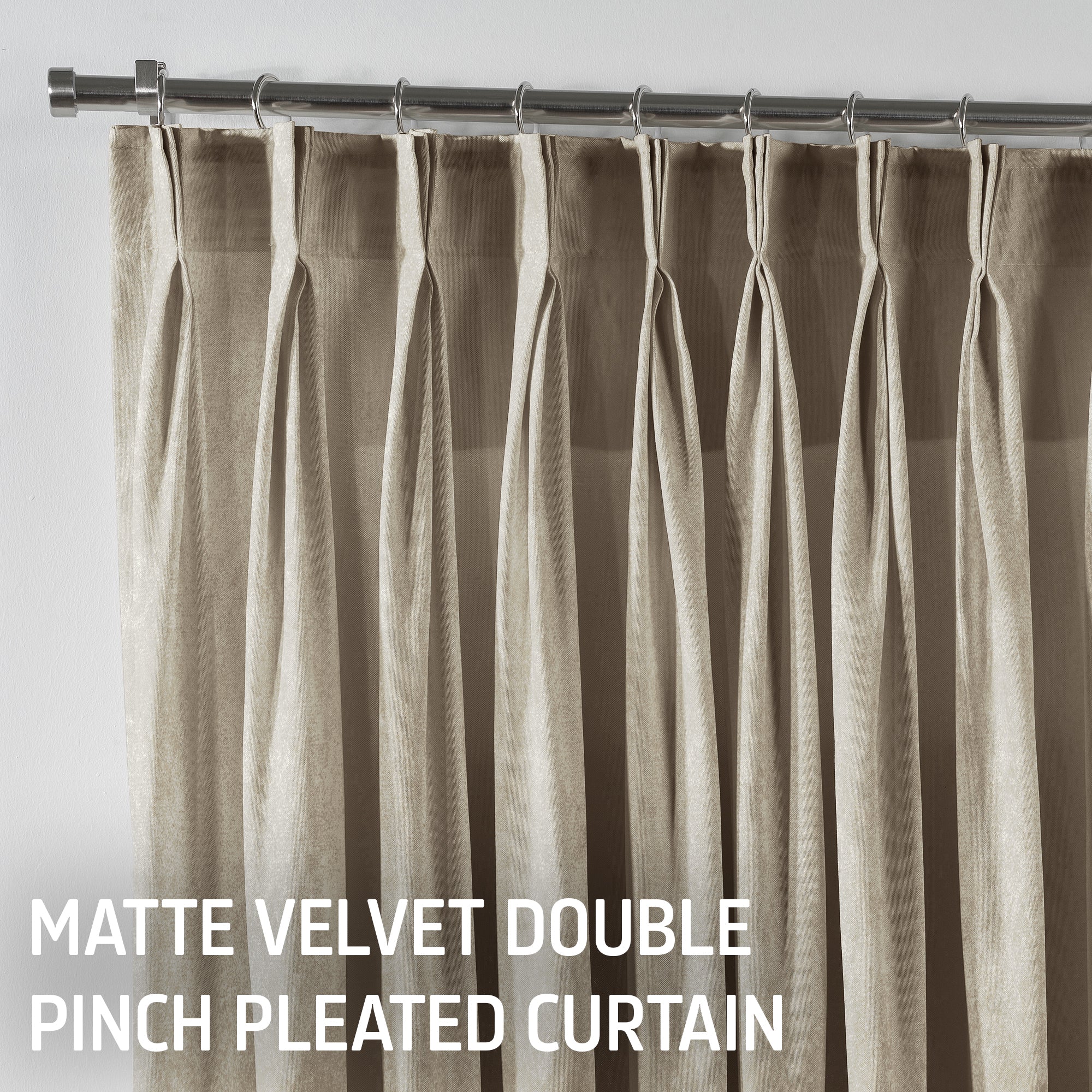 Matte Velvet Pinch Pleated Curtain Single Panel - Ecru