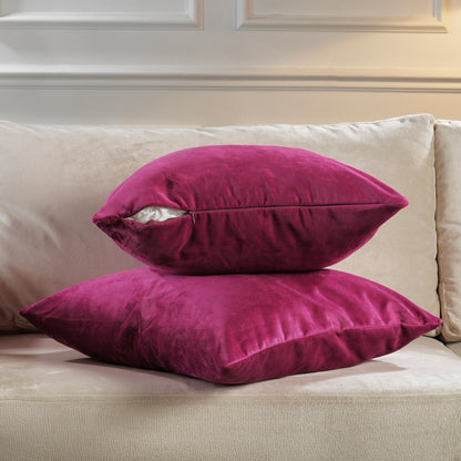 Matte Velvet Cushion Covers Set of 2 Hidden Zipper - Fuchsia