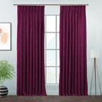 Matte Velvet Pinch Pleated Curtain Single Panel - Fuchsia