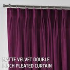 Matte Velvet Pinch Pleated Curtain Single Panel - Fuchsia