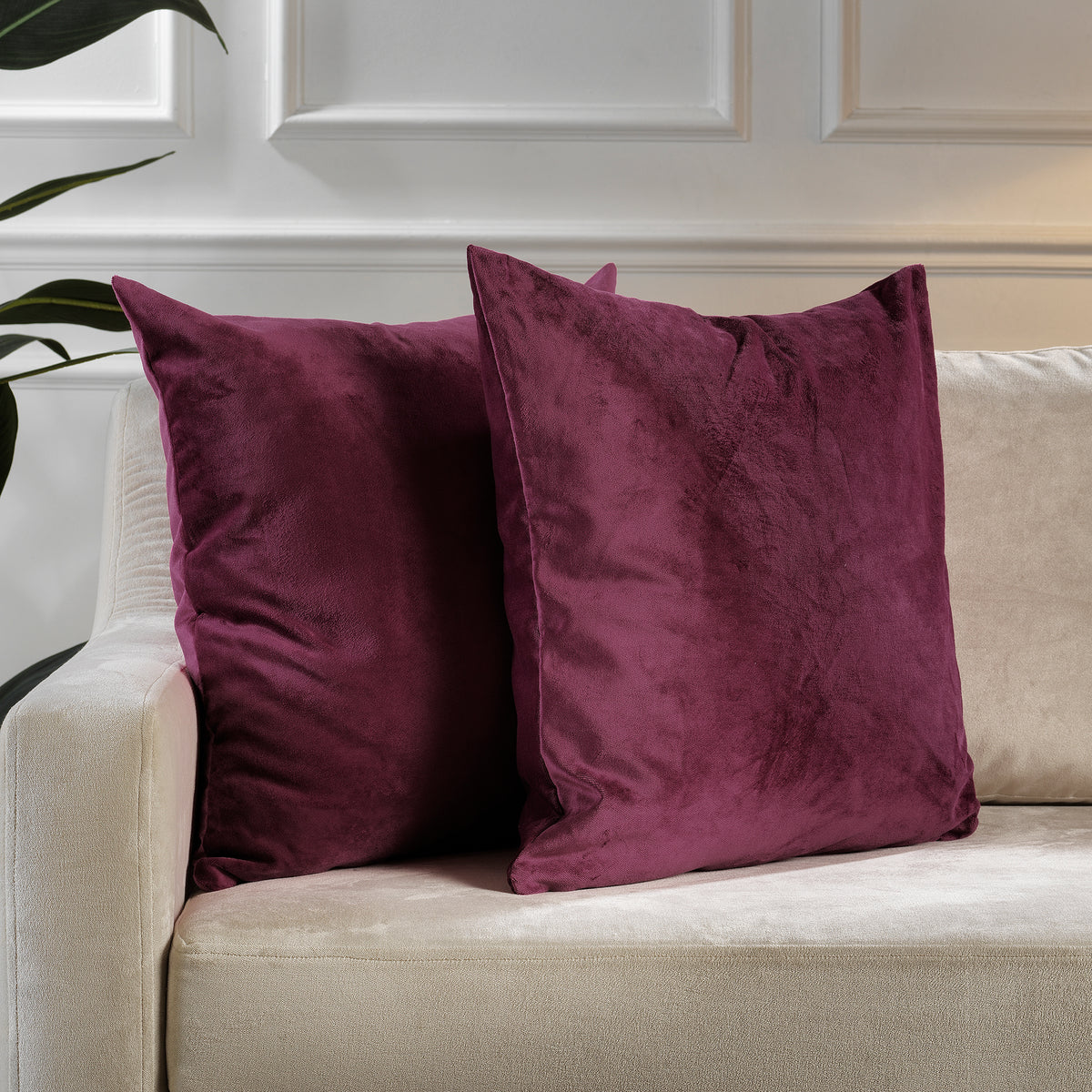 Matte Velvet Cushion Covers Set of 2 Hidden Zipper - Rose