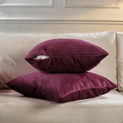 Matte Velvet Cushion Covers Set of 2 Hidden Zipper - Rose