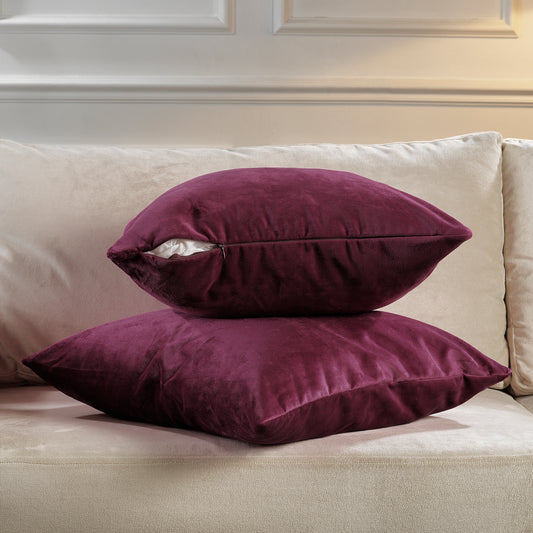 Matte Velvet Cushion Covers Set of 2 Hidden Zipper - Rose