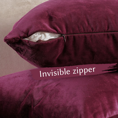 Matte Velvet Cushion Covers Set of 2 Hidden Zipper - Rose