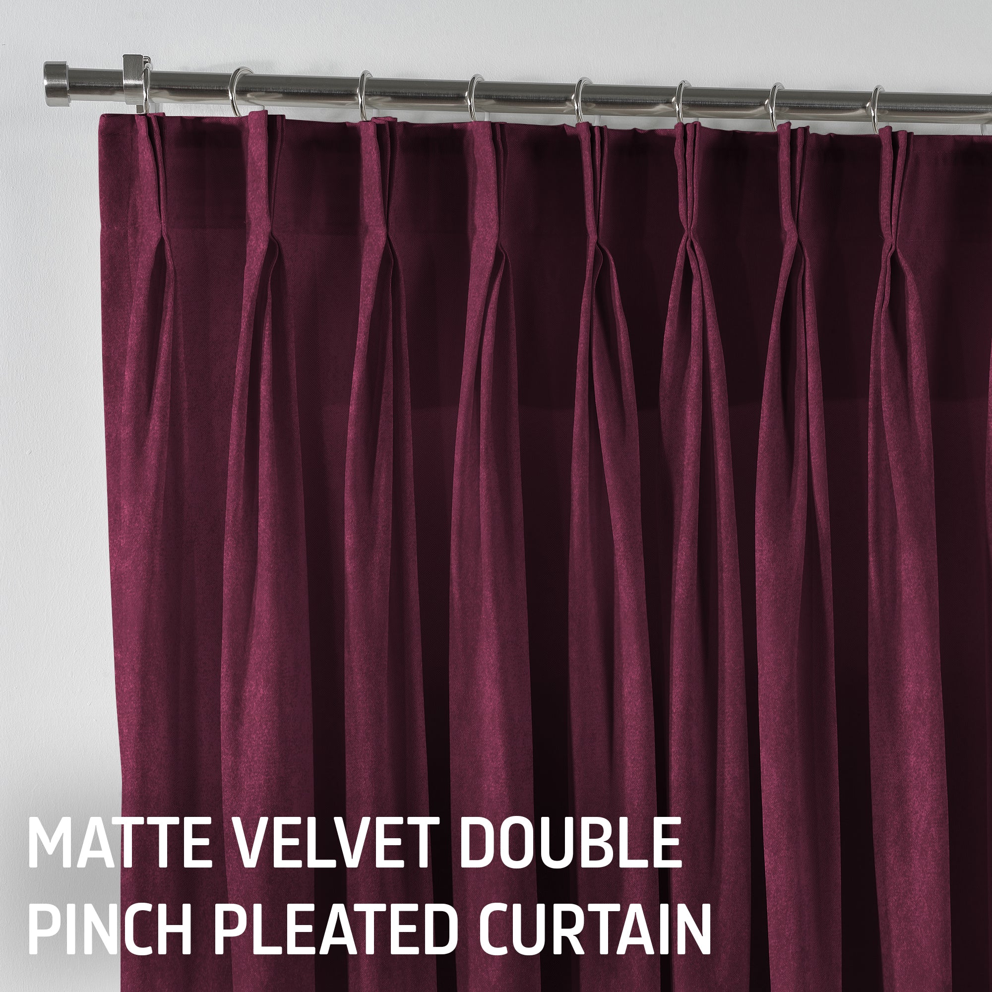 Matte Velvet Pinch Pleated Curtain Single Panel - Rose