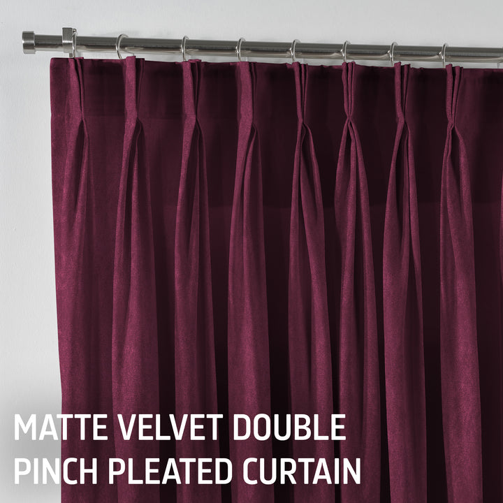 Matte Velvet Pinch Pleated Curtain Single Panel - Rose