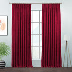 Matte Velvet Pinch Pleated Curtain Single Panel - Bright Maroon
