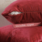 Matte Velvet Cushion Covers Set of 2 Hidden Zipper - Barn Red