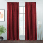 Matte Velvet Pinch Pleated Curtain Single Panel - Barn Red