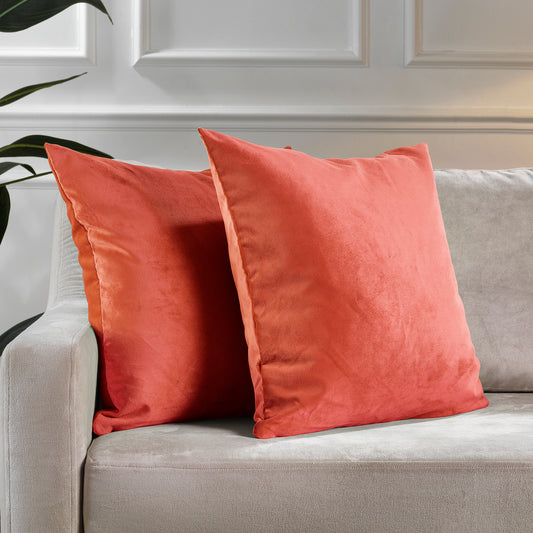 Matte Velvet Cushion Covers Set of 2 Hidden Zipper - Salmon