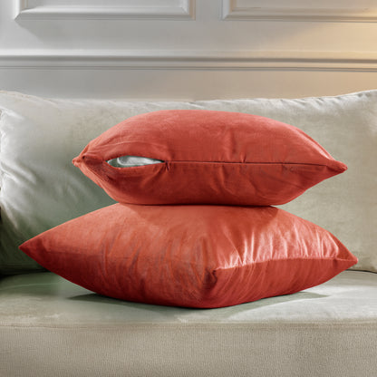 Matte Velvet Cushion Covers Set of 2 Hidden Zipper - Salmon