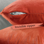 Matte Velvet Cushion Covers Set of 2 Hidden Zipper - Salmon