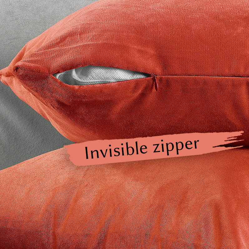 Matte Velvet Cushion Covers Set of 2 Hidden Zipper - Salmon